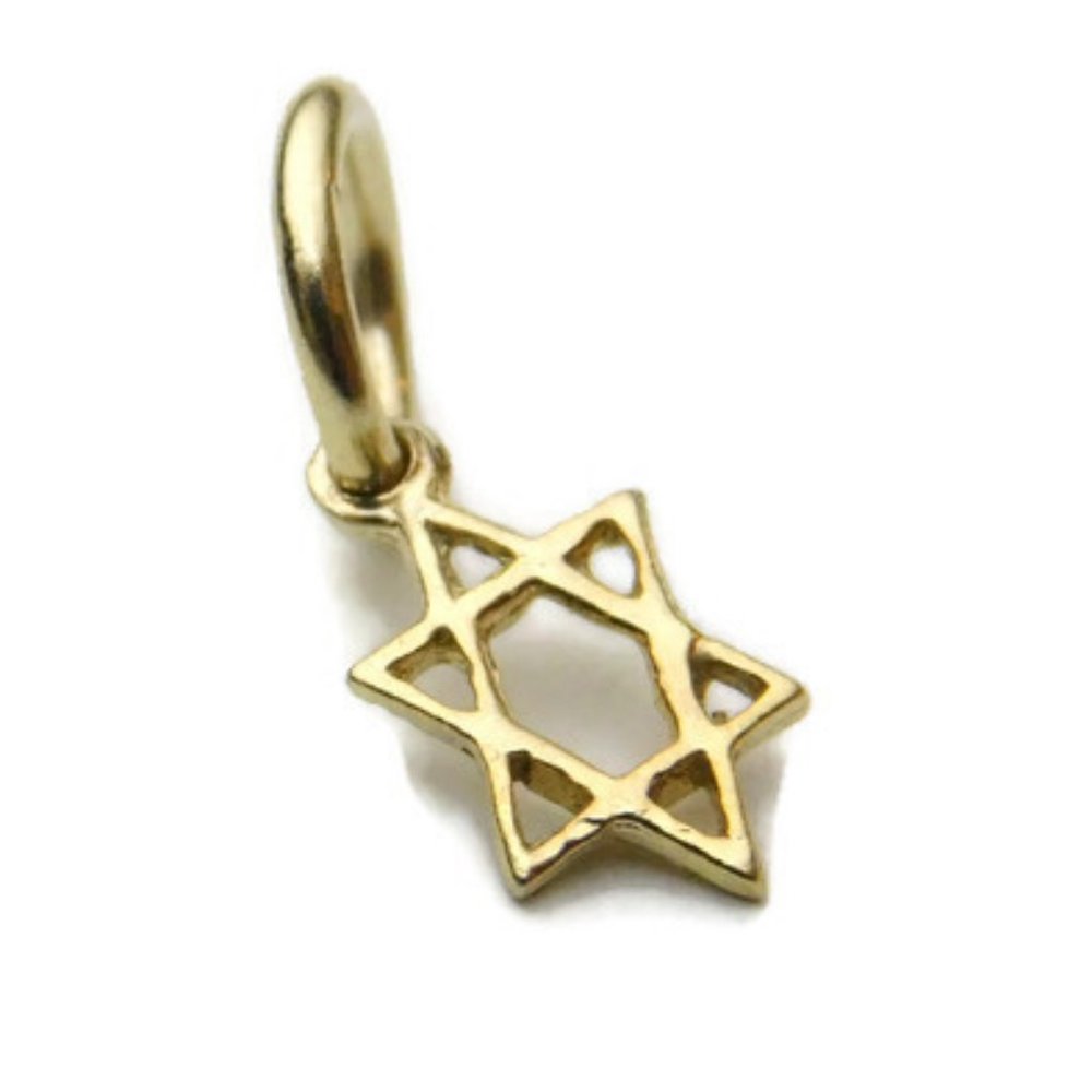 Star of David Tiny 14k Yellow Gold Charm pendant - Picture 3 of 4